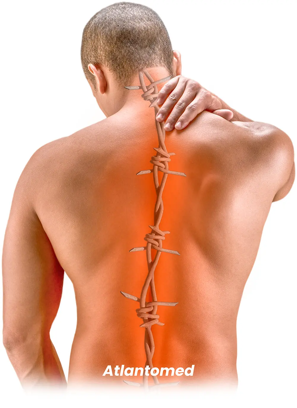 Uomo con mal di schiena e contratture muscolari
